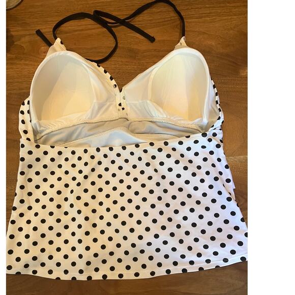 Lot of 2 Plus Size Swim Tops 16W 18W Time and Tru & Catalina Polka Dot Ruffle - Picture 4 of 14